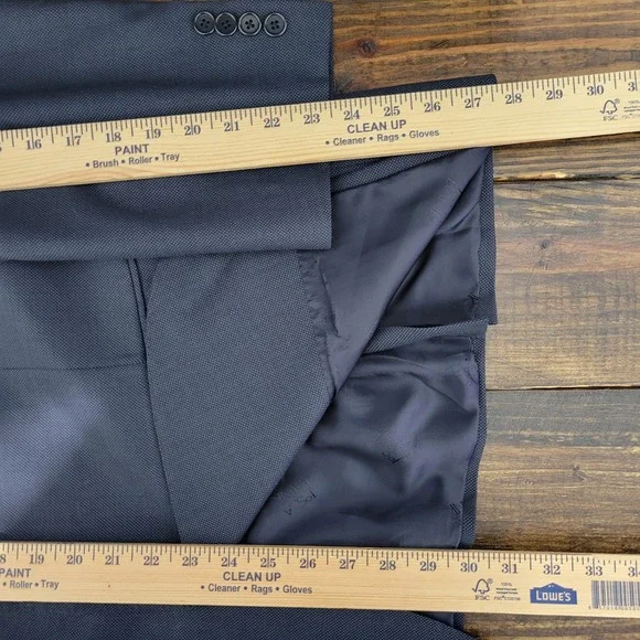 JOS A BANK Men's Sport Coat Blazer Two Button Navy‎ Blue Birds Eye Wool 48R